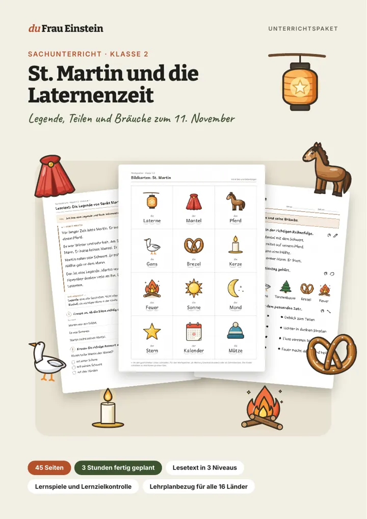 Paket: St. Martin und die Laternenzeit, Klasse 2